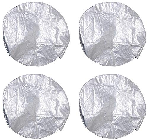 Reifentaschen-Set, 4 Stück Reifenschutzhülle RV Camper Reifenabdeckung Anhänger Wohnmobil Radabdeckung Sonne Regen Schnee UV-Schutz Reifenhülle für 29 Zoll Reifendurchmesser,Silber