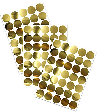 105 Metallic Punkte Kreise zum Aufkleben je 4cm Ø Chrom Sticker Deko Aufkleber Klebeaufkleber zum Basteln und Dekorieren Wandaufkleber Wandtattoo Y051 (Chrom Gold, Kreise)