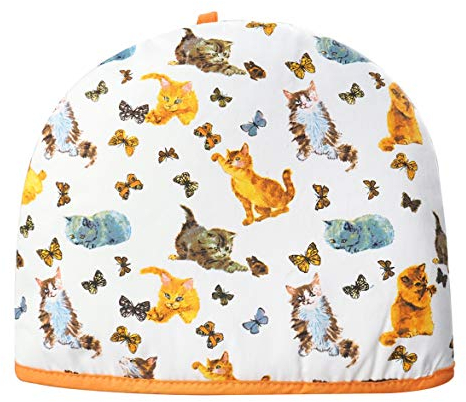 Tea Cosy 100% Cotton Teapot Insulated Cover Warmer Kitchen Cats Novelty Just In- 35x27x3 cm Birthday Christmas New Homes Gift Idea for Cat Lover