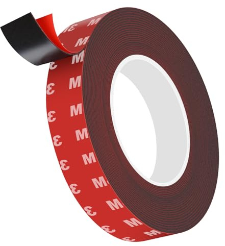 Drenky Ruban Adhésif Double Face Extra Fort, Noir, Étanche, Résistance à haute température, pour intérieur & extérieur, 5m x 1.5cm