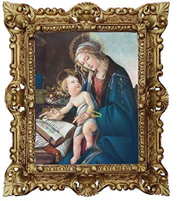Väggmålning La Vergine Col Bambino hälsosam bokbild bild barockram 45 x 38 cm