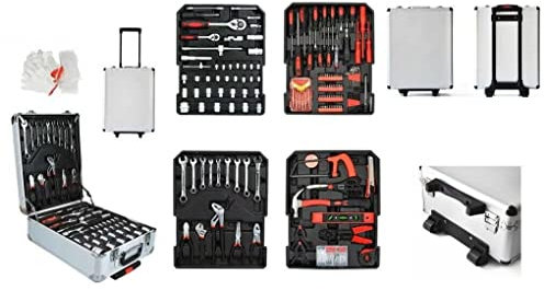 Set Attrezzi Trolley Valigia Portattrezzi Portautensili Cassetta 499 Pezzi