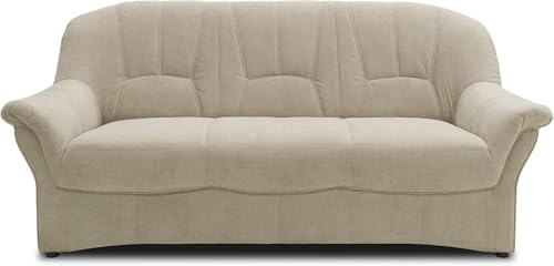 DOMO. collection 3 Sitzer Bahia FK, Federkern, beige-grau | 3 Sitzer mit Federkern für hohen Sitzkomfort im klassischen Design, 198 x 57 x 91 cm (BxTxH)