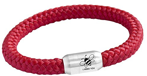 Paris Montana Original Segeltau Armband Rettet Die Bienen Umweltschutz Natur Statement Schmuck Geflochten Magnetverschluss Accessoire Für Damen Und Herren (Rot, 23)