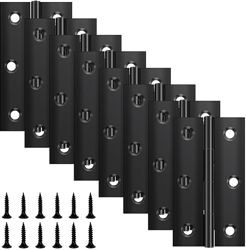 Yeepeo 8 cerniere pieghevoli da 68 mm x 38 mm, in acciaio inox, colore nero, per porte e finestre, armadi con 48 viti