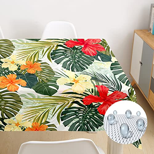 Morbuy Mantel Antimanchas para Mesa Rectangular 140x200, Planta Estampado Manteles Impermeable Lavable Mantel para Decoración Hogar Cocina Salón Jardín Comedor