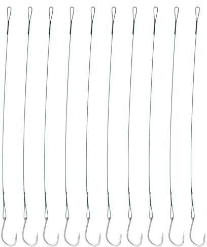 LT Easiyl 40 Stück Angelhaken mit Widerhaken Länge 200mm Karbonstahl Versetzte Wurmhaken für die Verfolgung von Süßwasser- Und Salzwasserfischen Angelköder Drahtvorfach-Rigs