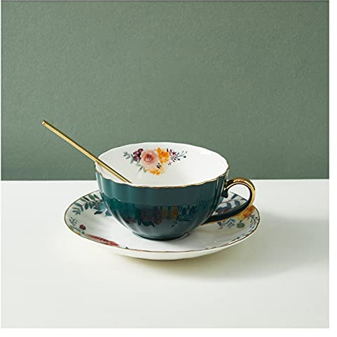 Tazze da caffè squisite tazze da caffè britanniche in ceramica leggera Set tazza da caffè europea e piattino set tazza da tè pomeridiano/oro (D)