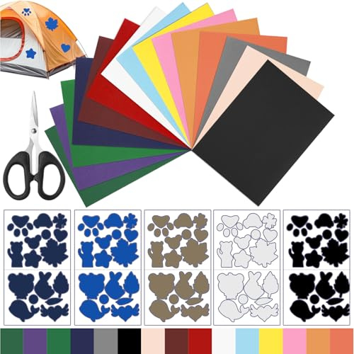 Annyswit 20 Stück Selbstklebende Nylon Flicken, Reparaturset Sonnenschirm | 15 x 20 cm & 15 x 25 cm Stoffflicken, Wasserdicht für Zelt, Jacke, Tasche und Markise