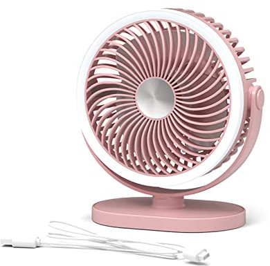 HOOLRZI Cómodo ventilador de mesa pequeño recargable para colgar en el escritorio, ventilador USB, velocidades ajustables para mayor comodidad, ventilador ajustable