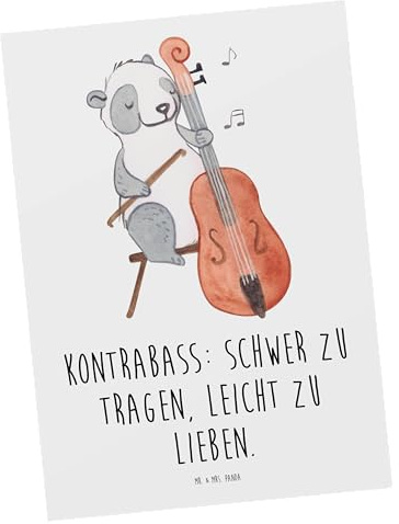 Mr. & Mrs. Panda Postkarte Kontrabass Liebe - Geschenk, Lernen, Instrument, Jazzbands, Sinfonieorchester, Musiker, Musik, Grußkarte, Ansichtskarten, tief, Postkarten, Ansichtskarte, Streichinstrument