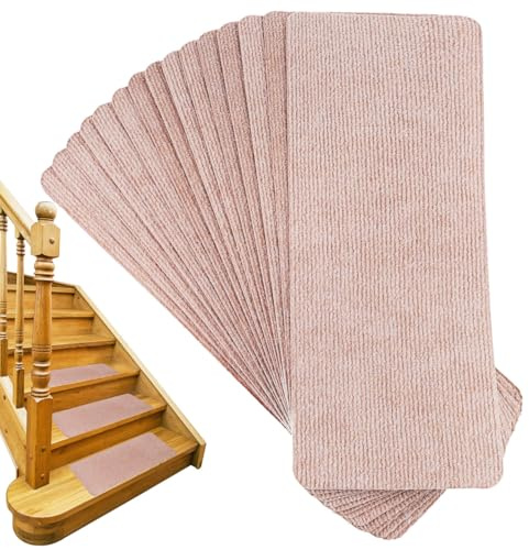 ABOOFAN Peel & Stick Stair Treads 15 Pieces Stair Mats Non Slip Indoor for Wood and Laminate Floors Self Adhesive Grips Noise Reducing Step Carpet