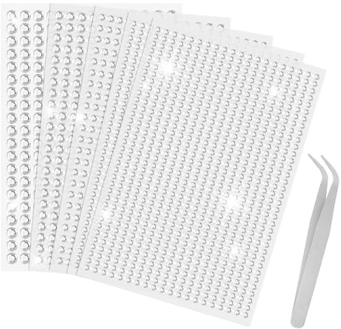 Sularpek 2542 Pcs Strass Autocollant, 5 Feuilles Strass Autocollant Visage, Strass Adhesif Rond, Strass Visage Festival avec pincettes, pour DIY Artisanat Nail Body Maquillage Décoration (3/4/5/6mm)