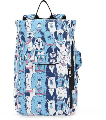 Amooorous Tennis-Rucksack für Erwachsene, atmungsaktiv, Cartoon-Motiv, blau und weiß, Pickleball, Paddeltasche, Turnbeutel für Tennis, Badminton, Racketball