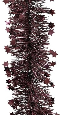 Kaemingk Weihnachtsgirlande 2,7m x 9cm mit Sternen - Lametta Girlande - Sternengirlande - Christbaumschmuck & Weihnachtsbaumschmuck - Dunkel Mauve