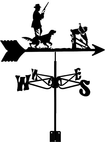 TIECHUINIUB Girouette chasseur et chien en métal avec indicateur de direction du vent pour jardin, patio, cour, décoration de jardin, coq