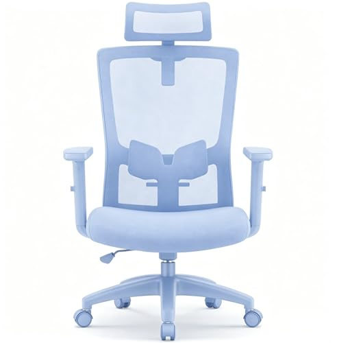 Bürostuhl Schreibtischsessel Bürostuhl ergonomisch mit verstellbarer Lendenstütze, Schreibtischstuhl Höhenverstellbaren Armlehnen, 90-135°Neigung, 200 kg Belastbarkeit–inklusive 2 Rollen (PU & Gummi)
