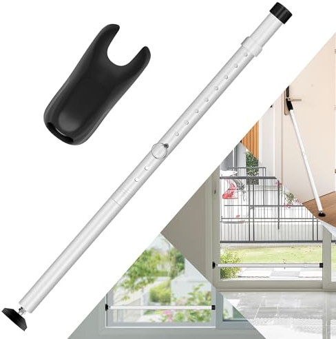 JSungo 2-in-1 Sliding Door Security Bar, Upgrade Door Stoppers Security, Heavy-Duty Door Jammer Door Stopper for Sliding Window, Adjustable Door Jammer for Home, Apartment, and Hotel, White, 1 Pack