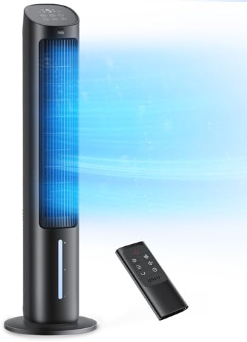Dreo - Ventilador de torre para recámara, enfriador de aire evaporativo de 40 pulgadas, ventiladores de refrigeración que soplan aire frío con oscilación de 80°, tanque de agua extraíble, 3 modos de 4