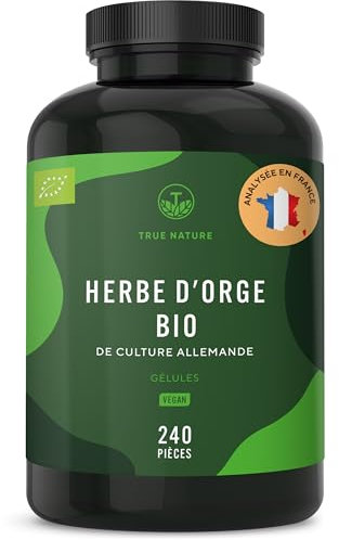 Bio Gerstengras – 240 vegane Kapseln – 3.000 mg pro Tag – aus deutschem Anbau & in Deutschland produziert – laborgeprüft & biozertifiziert – hochdosiert, vegan & frei von Zusatzstoffen – TRUE NATURE®