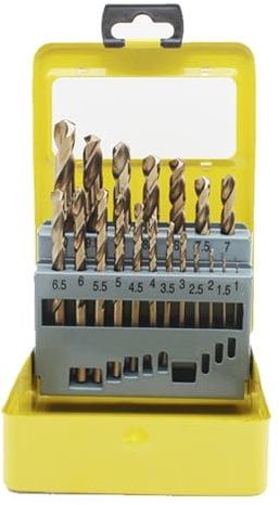 Jeu de forets au Cobalt 19 pièces, Foret de Travail en Acier Rapide M35, for métal, Acier Inoxydable, Fonte et Plastique