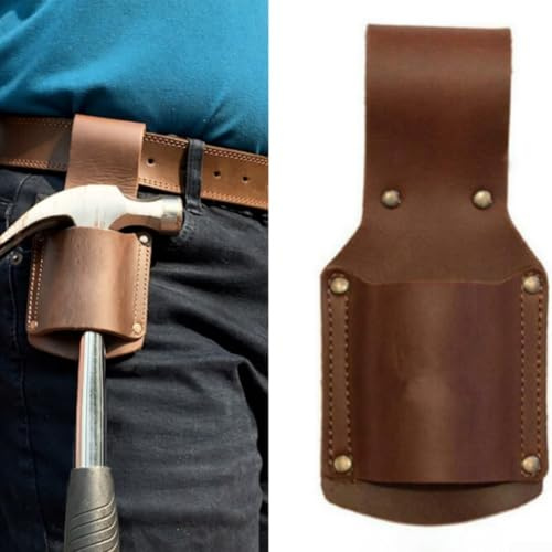 Leather Axe Holster With Belt Loop - Handle Tool Holder - Portable Waist Holster For Hammers, Axe, For Outdoor Adventure(Black)