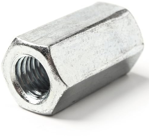 M8 (8mm x 24mm) Zinc Plated Steel Coupling Nuts Threaded Rod Connectors Bar Hexagon Connector Nut Metric DIN 6334 (Pack of 2) H08E