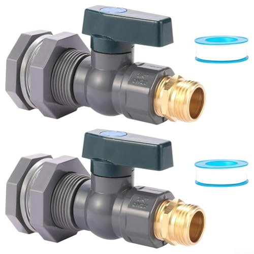 URPIZY 3/4 Zoll Regenwasser-Ablaufhahn Set 2 Stück PVC Garten Umleiter Kit Wasserhahn Adapter Für Regentonne Regenwassertank Gartenbewässerung(GHT connectors)