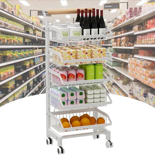 Carrello portaoggetti da Cucina con Ruote, organizzatori per rastrelliere per Frutta a 4 Ripiani, ripiano portaoggetti per cestini Commerciali al Dettaglio, Carrello con Ruote per Frutta, ve