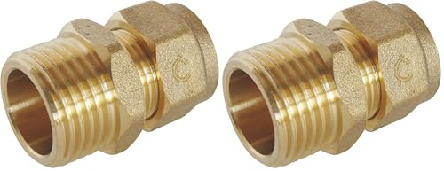 SOMATHERM FOR YOU - Raccord droit à compression (à visser) pour tube PER Ø12 - Mâle 15/21 (1/2'') (Lot de 2)