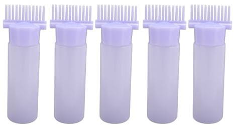 Bouteille de Colorant Capillaire 5pack, Conception de Capuchon en Spirale, Bouteilles D'huile de Cheveux avec des Dents de Peigne et échelle Graduée, Dispensateur D'huile de Cuir