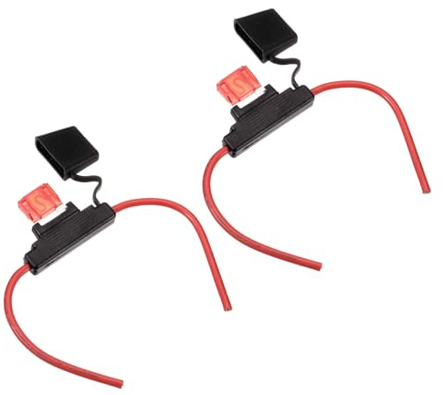 DMiotech 2 Pcs Portafusibili Inline DC 32V 8 AWG Portafusibile A Lamella Impermeabile 50A Per Automotive, Marine, Truck, Motorcycle Rosso