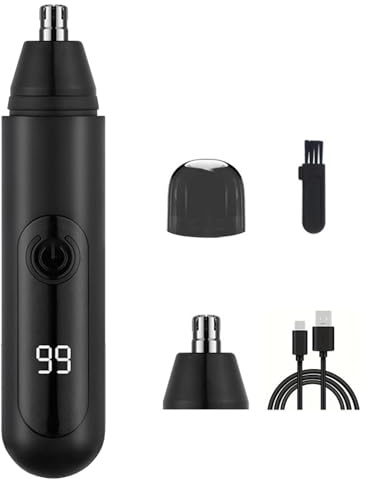 Cortapelos de orejas y nariz para hombres y mujeres, recargable por USB, profesional, sin dolor, para cejas, faciales, orejas y nariz, pantalla LED, cuchillas de doble borde para una fácil limpieza
