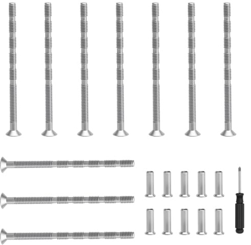 KQDRAVINE 10 Tornillos Tirador de Conexión de acero Inoxidable y 10 Casquillos para Tornillos, Tirador para Orificios de Bloqueo, Manillas de Puerta, Armarios, Cajones