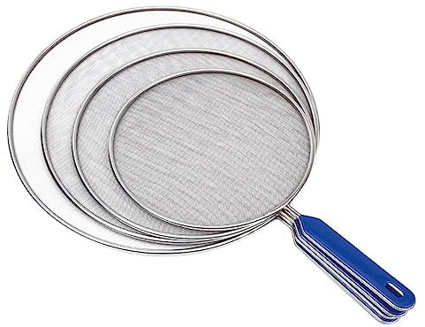 GLEAVI Protezione Antischizzi in Metallo per Cucina, Set da 4 Schermi Antispruzzo Olio in Acciaio da 21-33 Cm, Anti-sversamento per Padelle, Accessorio Sicurezza per Piani Cottura Domestici