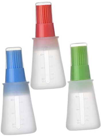 Mikikit Cepillo Buen Sellado de Aceite de Silicona Resistente al Calor Tapa 3 Piezas para Botellas de Condimentos Líquidos en Hogar y Restaurantes