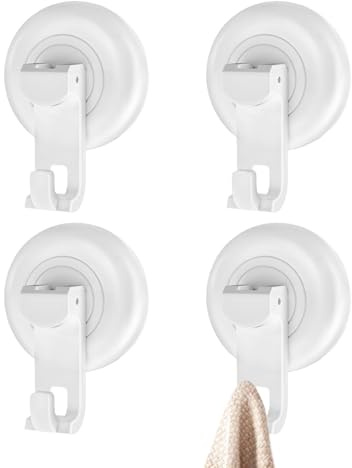 Mihauuke Crochets Ventouse pour Douche,Accroche-Serviettes sans Perçage | Lot de 4 Organisateur Salle de Bain pour Serviettes Gants de Toilette Peignoirs Brosse