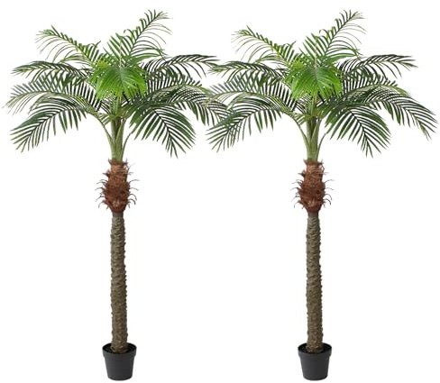 YEPDIN 2 PCS Fake Palm Tree 7 FT,Tall Artificial Palm Trees for Outdoor Indoor Decor,Faux Phoenix Palm Plants for Outside Patio Pool Coastal Home Office Living Room