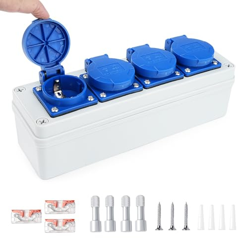 Distributeur d'alimentation mural 4 Interfaces 16A 220V coffret electrique répartiteur de courant mural Indice de protection IP54 coffret de chantier répartiteur de prise extérieur