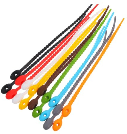 VERDANVERSE 18 Bridas Autoblocantes de Silicona de Alta Elasticidad 18 Piezas Verde Rojo Negro Gris Azul Claro Amarillo Naranja Marrón 2 unidades de cada color