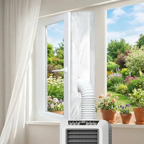 Qoosea Joint de Fenêtre pour Climatiseur, Portable Universelle Kit Calfeutrage pour Climatiseur Mobile Sèche-Linge, Étanche Tissu De Calfeutrage pour Fenetre Installation Facile (400CM)