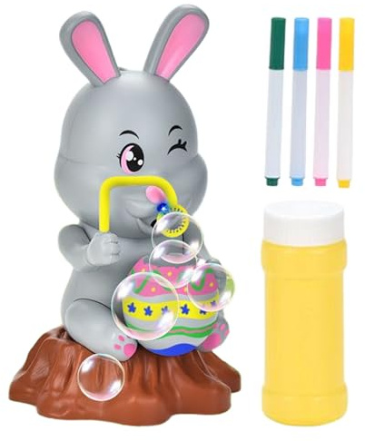 Seifenblasenmaschine,Leckdichter Bläser Spielzeug,Auslaufsichere Kleine Seifenblasenmaschine mit DIY Malstiften - für Kinder Outdoor Aktivitäten Geburtstag Hochzeit Osterparty