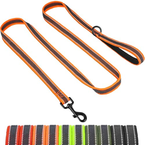 X XBEN Hundkoppel med bekvämt handtag, 20 mm–2,2 m starkt och reflekterande koppel för små, medelstora och stora hundar, kontroll- och dressyrlina för hund, med gummitrådar
