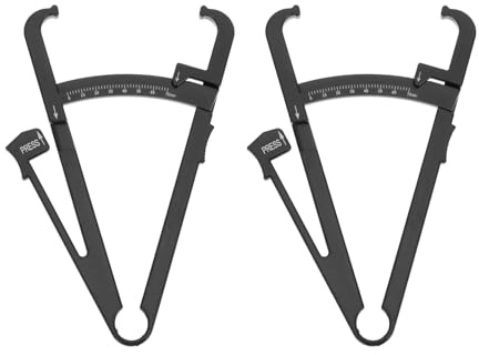 Mikikit 2pcs Body Fat Caliper with Black Metric Scale, Handheld Skinfold Thickness Tester for Accurate Body Fat Measurement, Suitable for Weight Loss and Fitness Monitoring