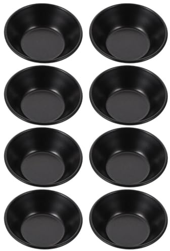 TOYANDONA Molde para Tartas Pequeñas de Acero al Carbono Antiadherente, Color Negro, 8 Piezas, Multifunción para Hornear Mini Tartas, Pasteles, Pudines y Postres, Adecuado para