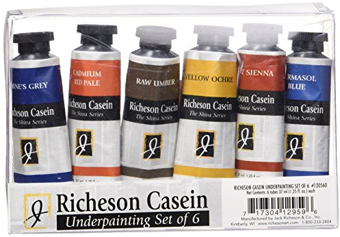 Jack Richeson Casein The Shiva Series Underpainting with 37ml Tubes, Set of 6