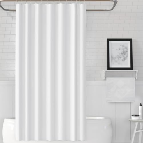Duschvorhang Textil  Uni Weiß  240x200cm Wannenvorhang aus Stoff für Duschstange / Duschvorhangstange Badewanne Vorhang inkl. Ringe Breite 240 cm, Höhe 200 cm, wasserabweisend, waschbar, bügelbar