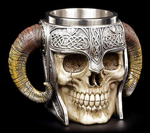 Nemesis Now Mug Chope Tête de Mort Viking Marron 16cm B2091F6
