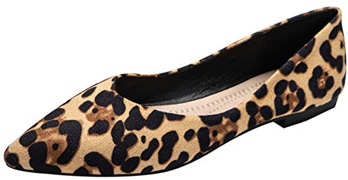 Jamron Mujer Dedo del Pie en Punta Bailarinas Ligero Plano Pumps Marrón SN02467 EU38.5