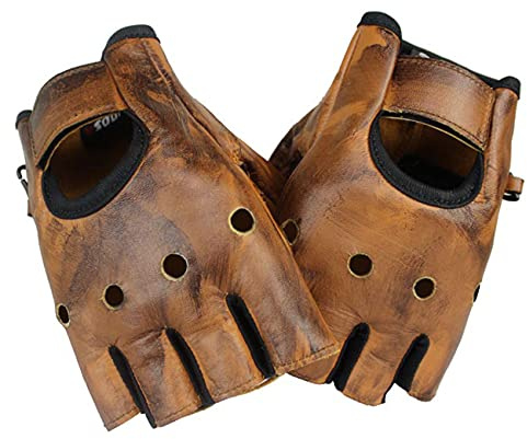 EURO STARS Motorradhandschuhe Biker Fingerlose Handschuhe Braun, Handschuhe für Motorrad, Fahrrad, Auto, Klettern und Camping Outdoor(2XS, König Brown)